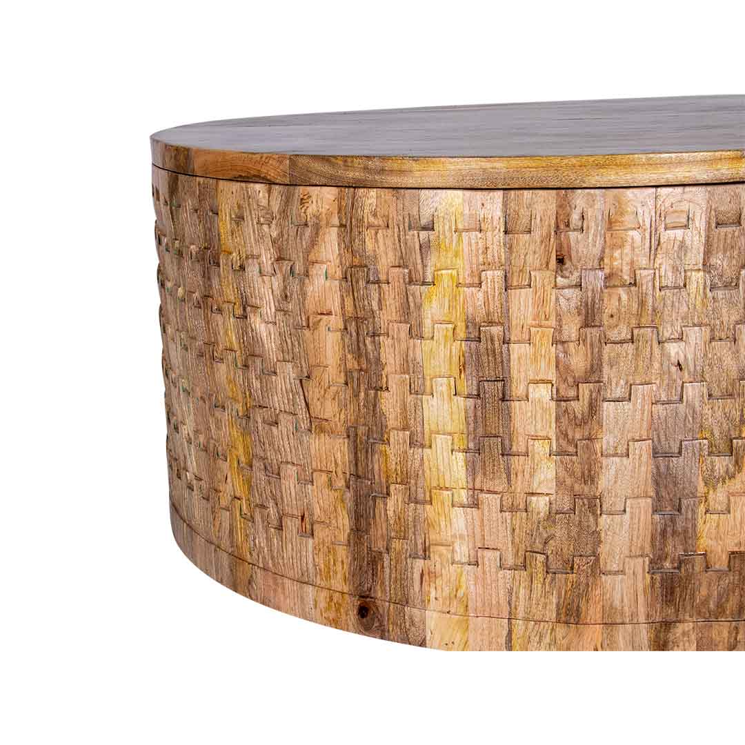 The Roi Round Centre Coffee Table With Storage | Mango Wood