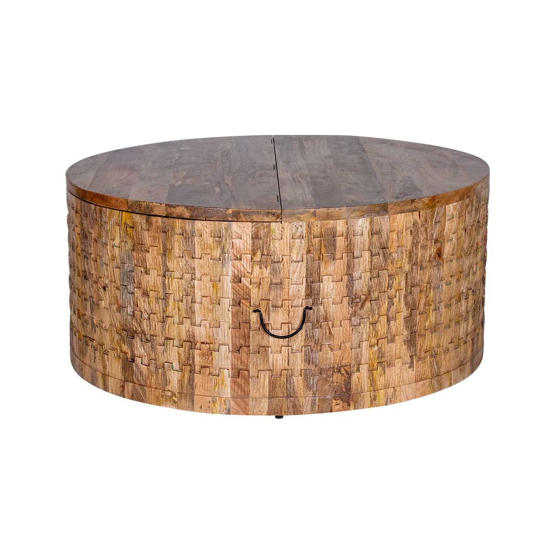 The Roi Round Centre Coffee Table With Storage | Mango Wood