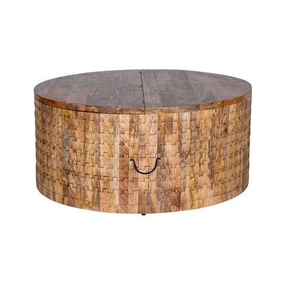 The Roi Round Centre Coffee Table With Storage | Mango Wood
