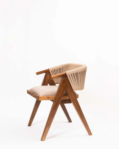 The Haven Wood & Rope Arm chair | Premium Sheesham Wood