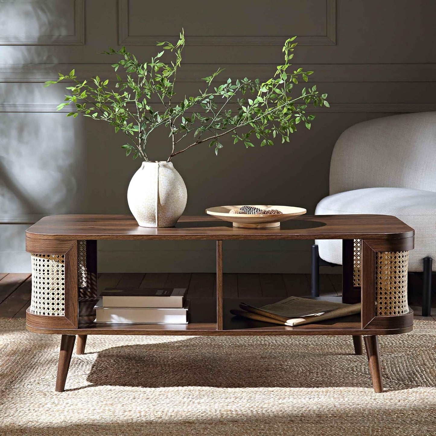 Rattan Center Coffee Table | Premium Sheesham Wood