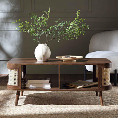 Rattan Center Coffee Table | Premium Sheesham Wood