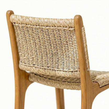Yewforge Counter/Bar Chair Stool | Premium Teak Wood & Rattan