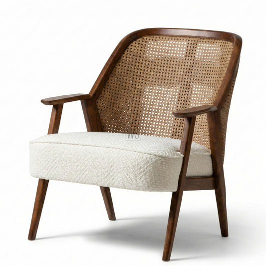 Lumos Modern Upholstered Arm Chair | Teak Wood