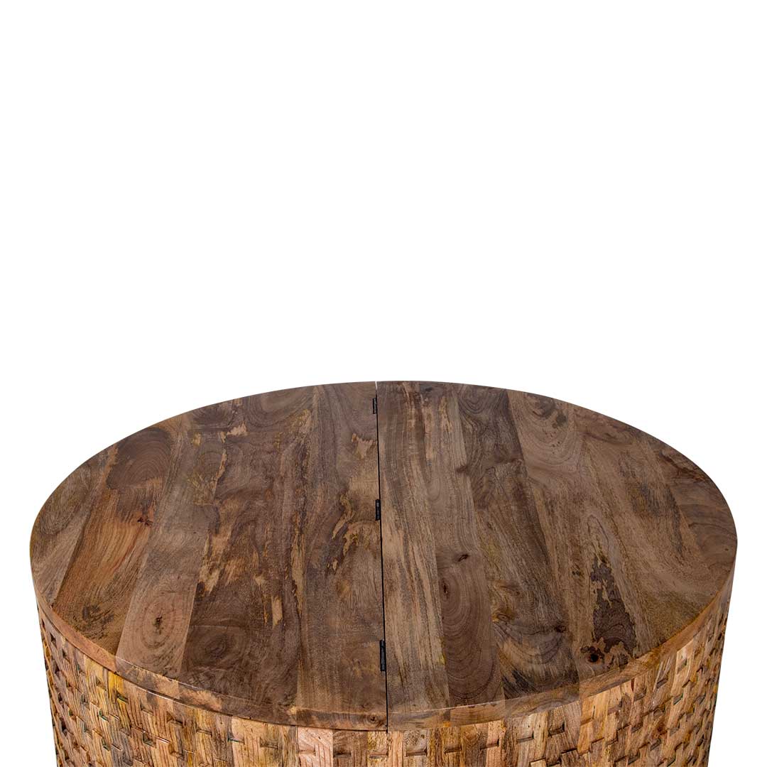 The Roi Round Centre Coffee Table With Storage | Mango Wood