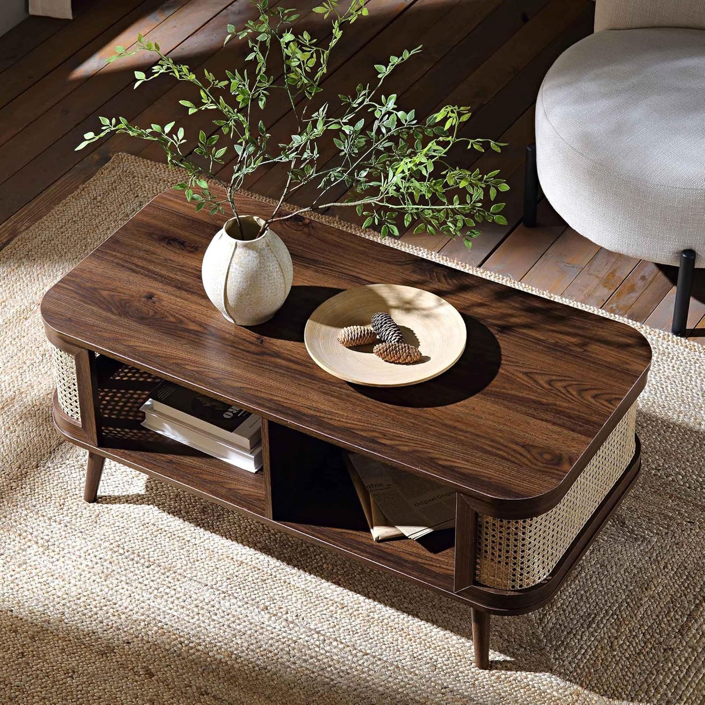 Rattan Center Coffee Table | Premium Sheesham Wood