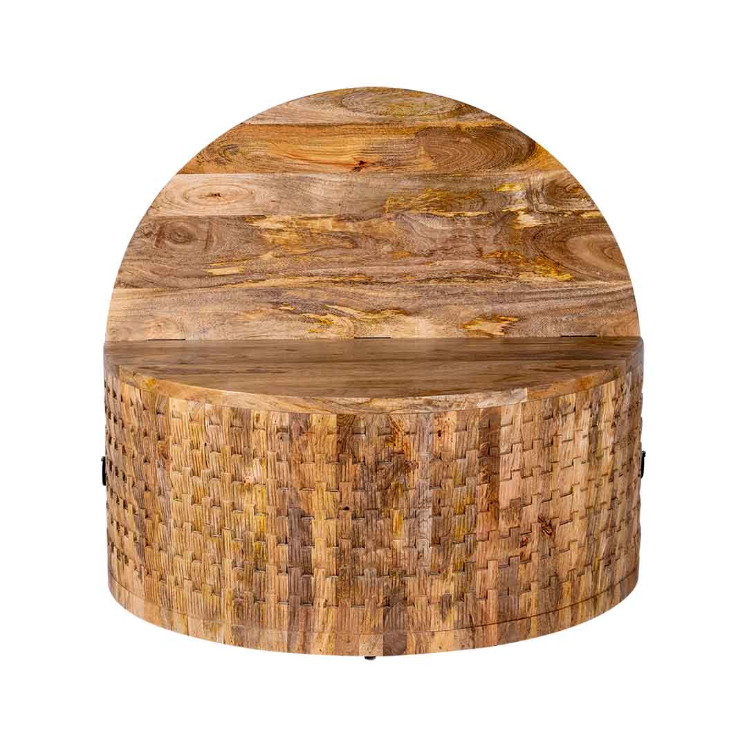 The Roi Round Centre Coffee Table With Storage | Mango Wood