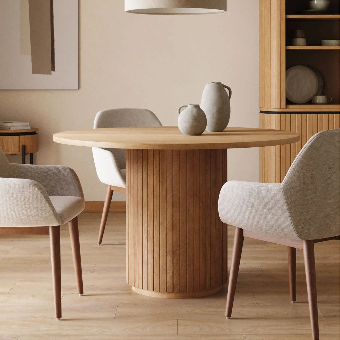 Mist Round 4 Seater Dining Table | Solid Wood