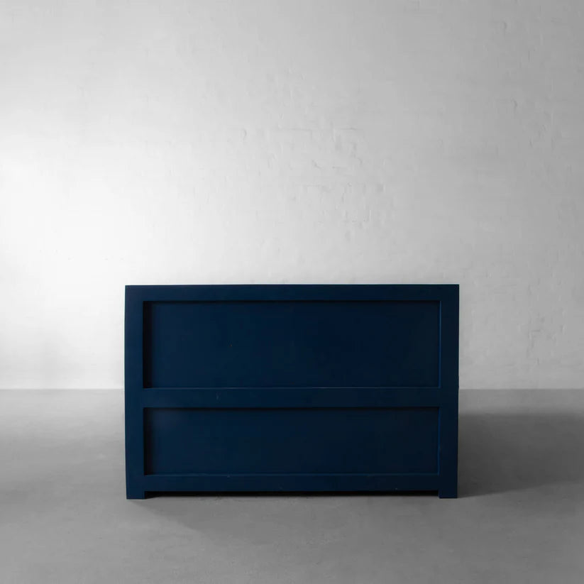 The Cartwright Blue Platform Bed With Storage | Mango Wood