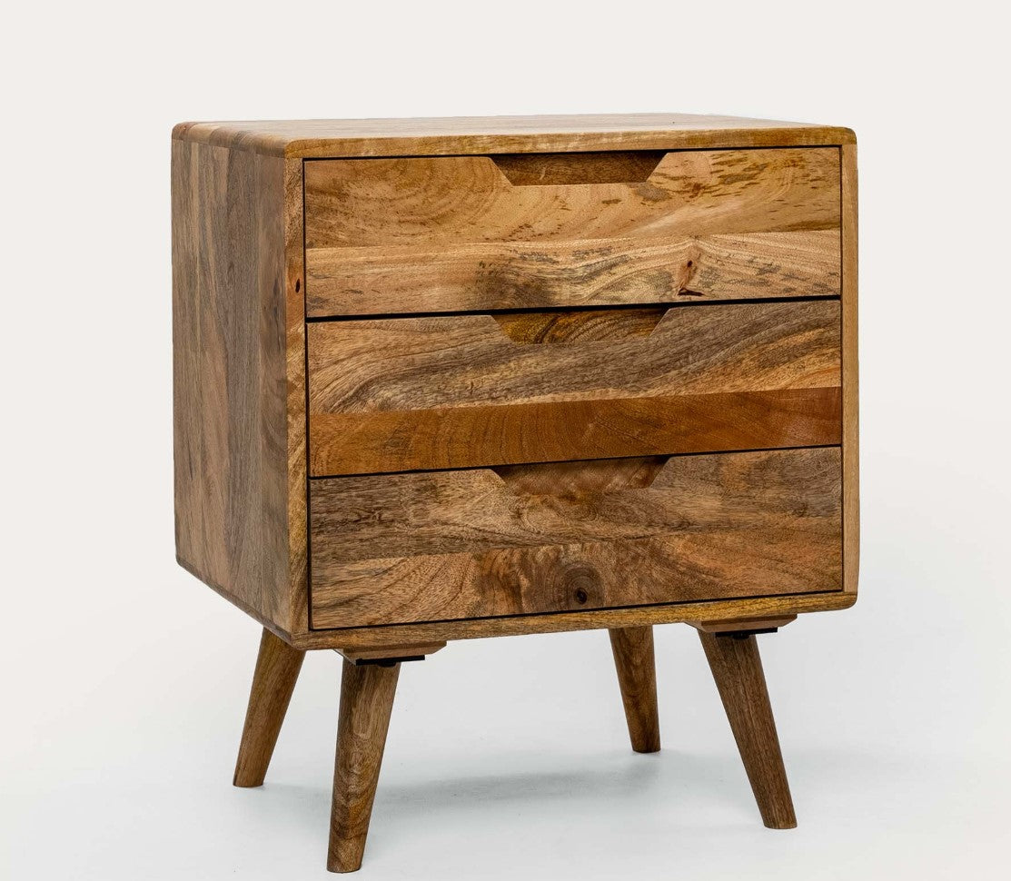 Hamburg Bedside Table 3 Drawer Premium Solid Wood Minimalist Furniture