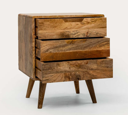Hamburg Bedside Table 3 Drawer Premium Solid Wood Minimalist Furniture