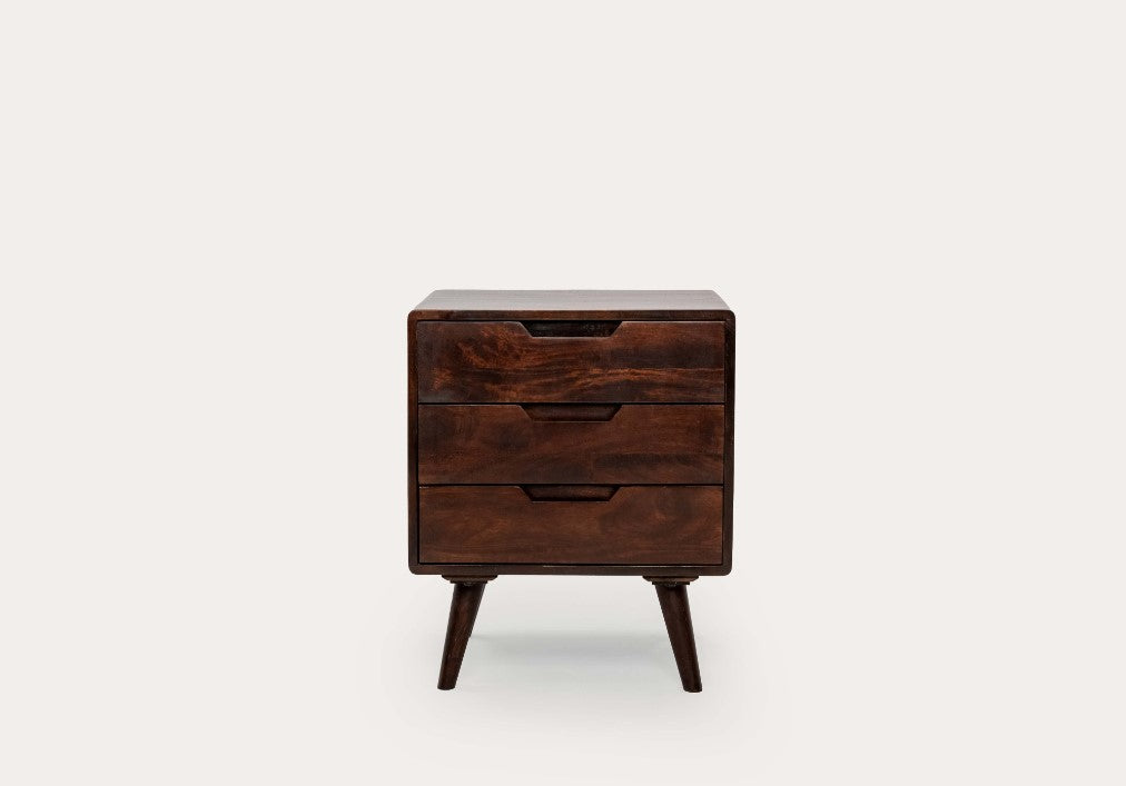 Hamburg Bedside Table 3 Drawer Premium Solid Wood Minimalist Furniture