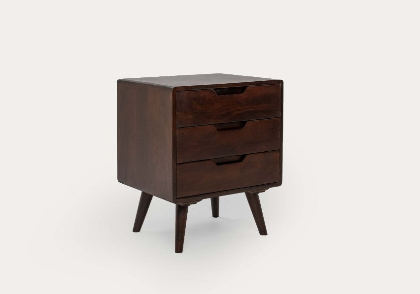 Hamburg Bedside Table 3 Drawer Premium Solid Wood Minimalist Furniture