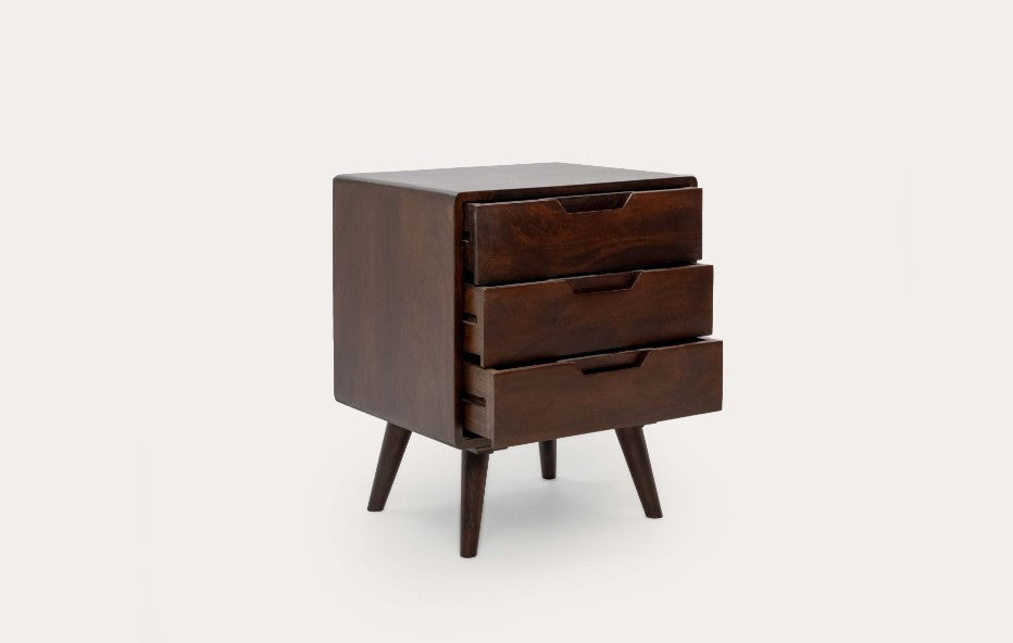 Hamburg Bedside Table 3 Drawer Premium Solid Wood Minimalist Furniture