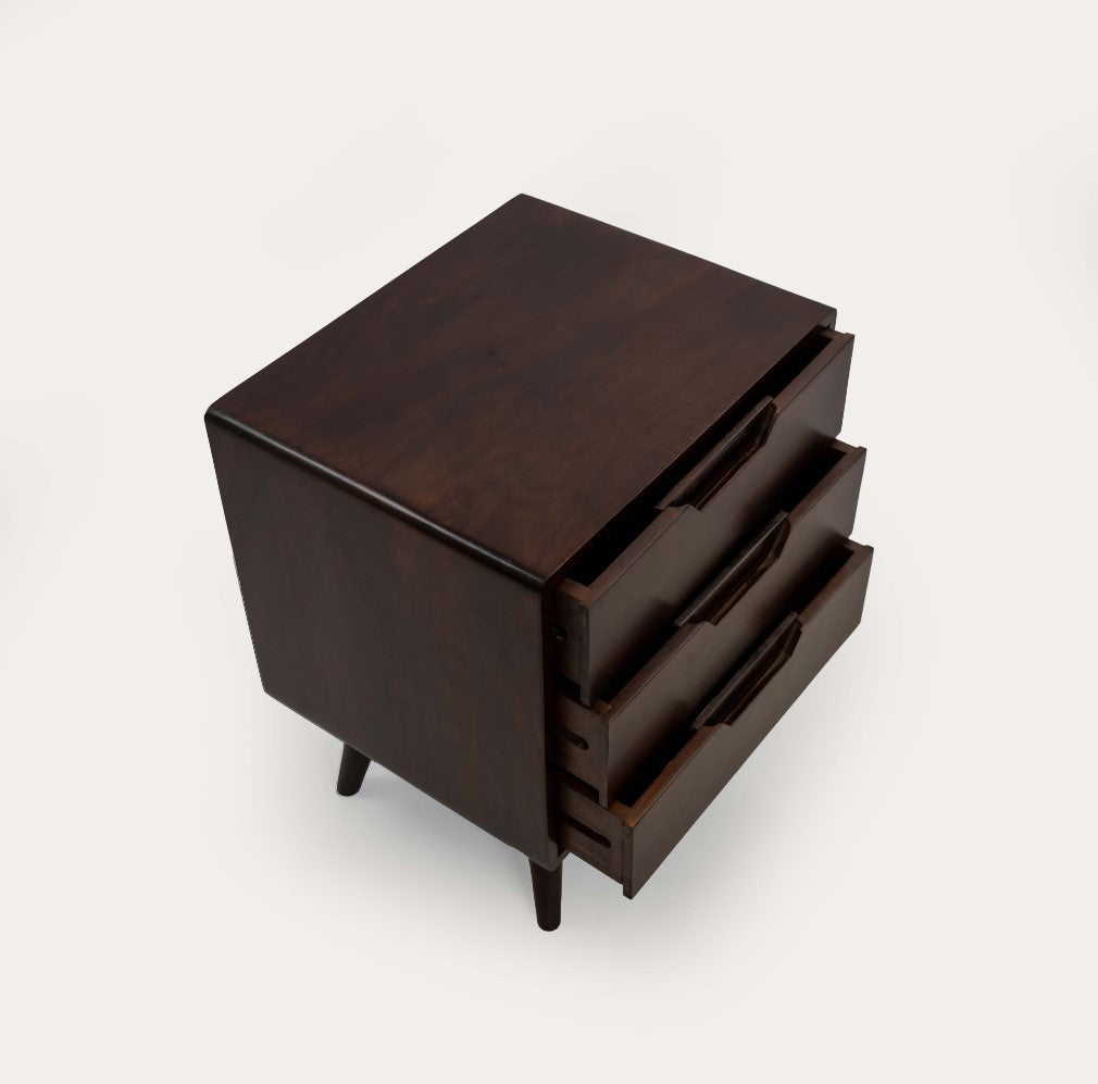 Hamburg Bedside Table 3 Drawer Premium Solid Wood Minimalist Furniture