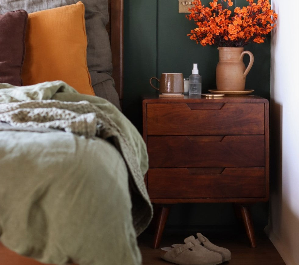 Hamburg Bedside Table 3 Drawer Premium Solid Wood Minimalist Furniture