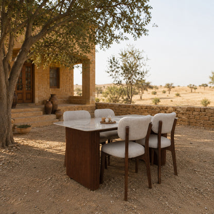 Brivana Marble Top 4 Seater Dining Set | Teak Wood