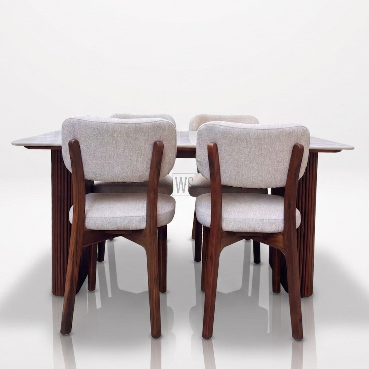 Brivana Marble Top 4 Seater Dining Set | Teak Wood
