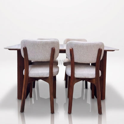 Brivana Marble Top 4 Seater Dining Set | Teak Wood
