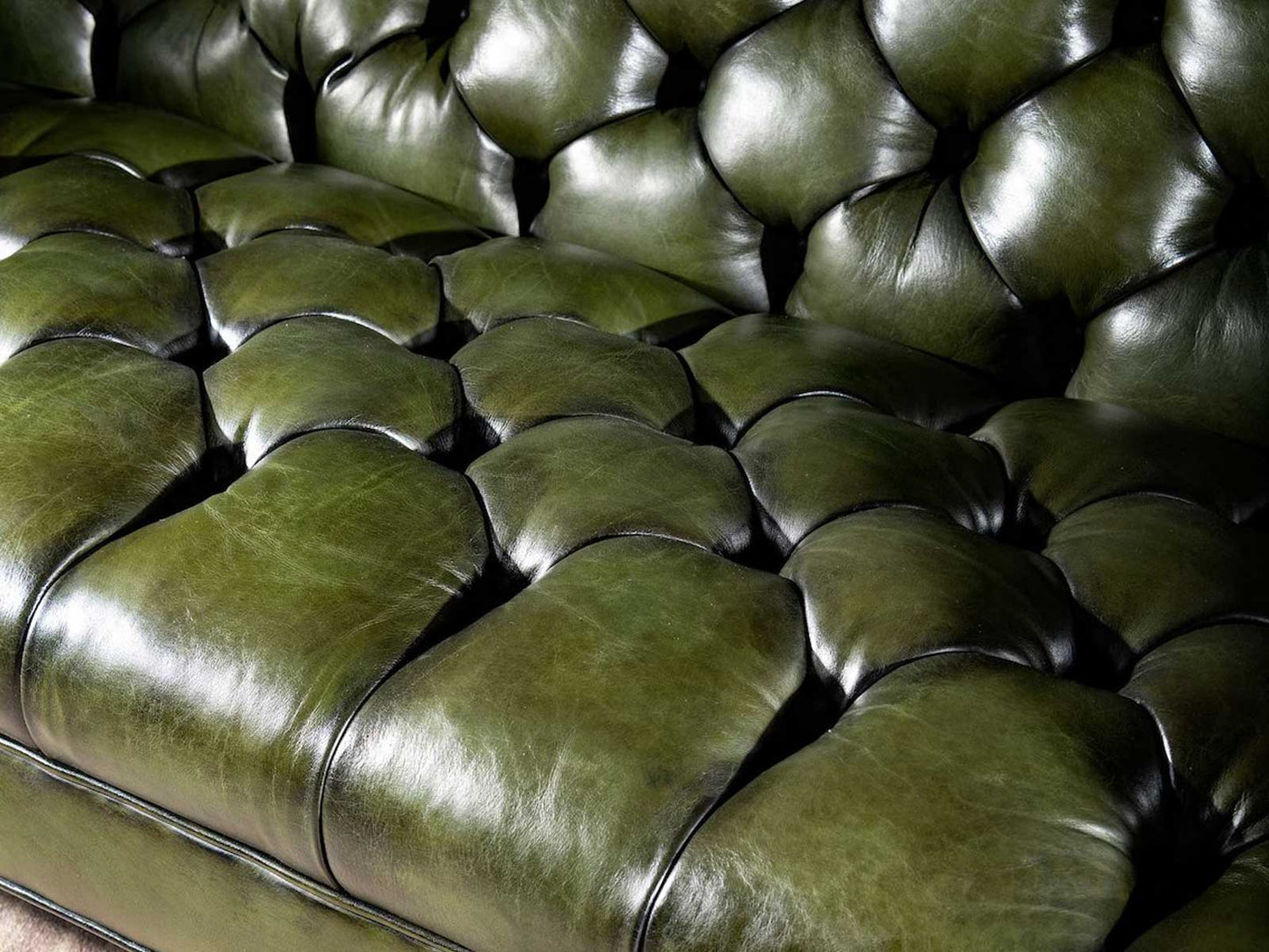 The Wexford Chesterfield Three Seater Sofa | Green | Genuine Leather