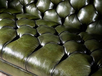 The Wexford Chesterfield Three Seater Sofa | Green | Genuine Leather