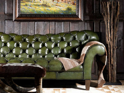 The Wexford Chesterfield Three Seater Sofa | Green | Genuine Leather