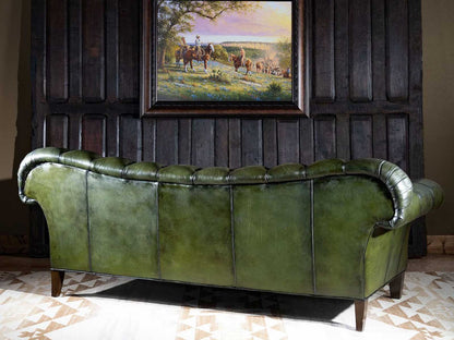 The Wexford Chesterfield Three Seater Sofa | Green | Genuine Leather