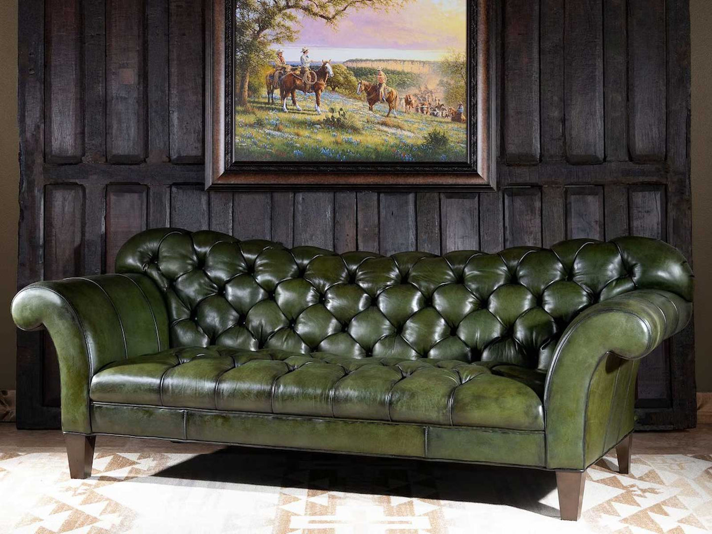 The Wexford Chesterfield Three Seater Sofa | Green | Genuine Leather
