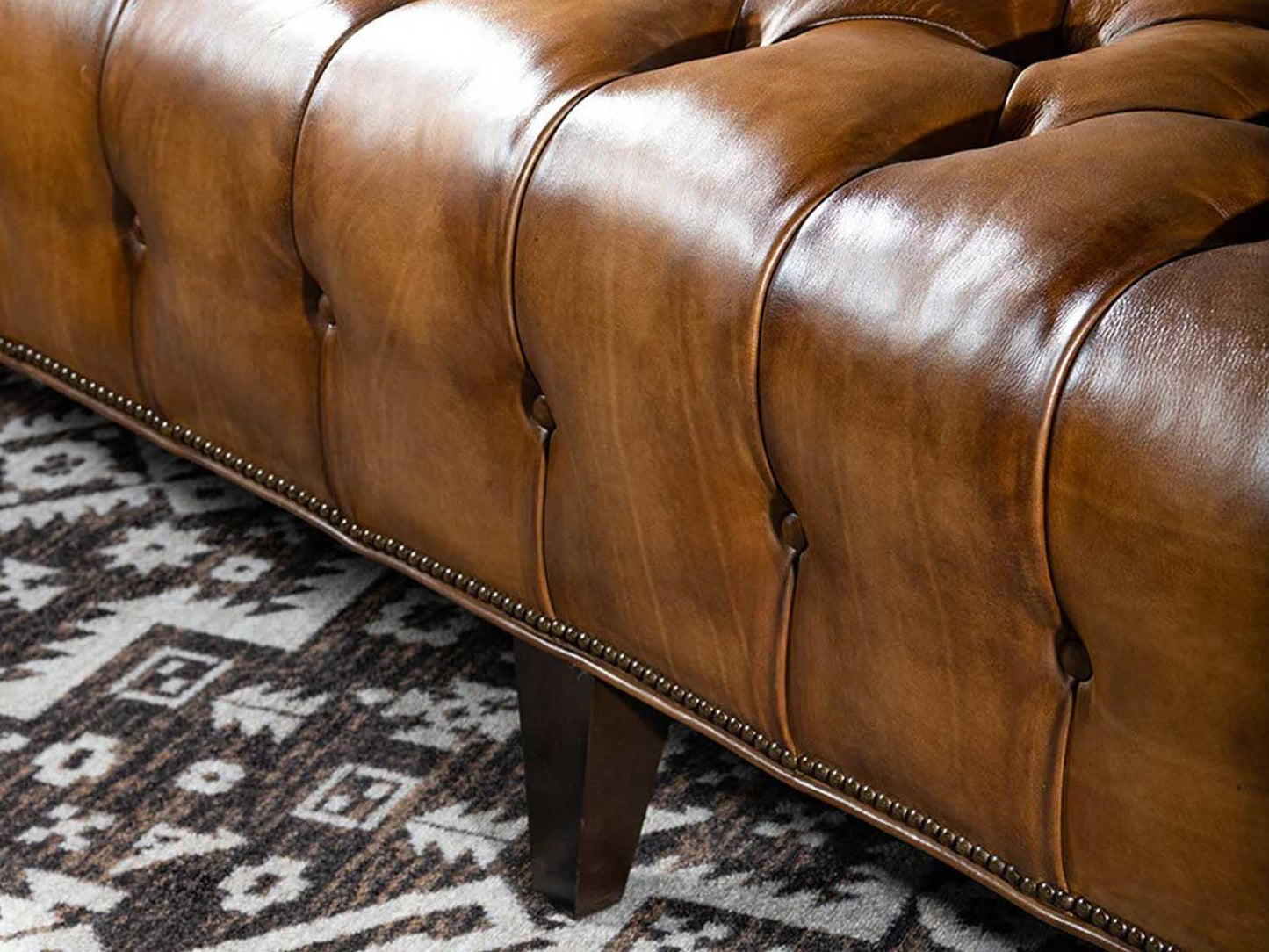 The Belvoir Chesterfield Three Seater Sofa | Caramel Brown | Genuine Leather