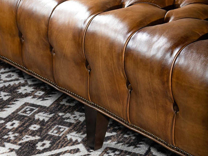 The Belvoir Chesterfield Three Seater Sofa | Caramel Brown | Genuine Leather