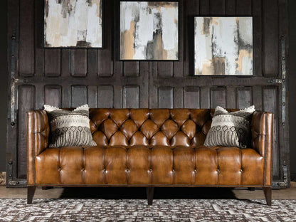 The Belvoir Chesterfield Three Seater Sofa | Caramel Brown | Genuine Leather