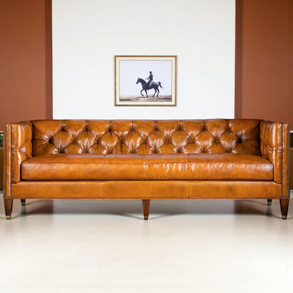 The Chatsworth Chesterfield Three Seater Sofa | Caramel Brown