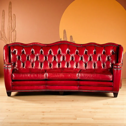 The Lutyens Chesterfield Three Seater Sofa | Bright Red