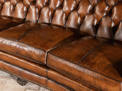 Langford Luxe Three Seater Sofa | Caramel Brown | Genuine Leather