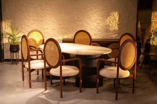 Elmora Marble Top Dining Set | 6 Seater