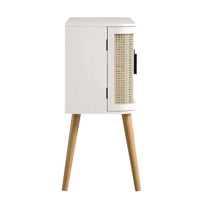 Rattan Weave White Buffet Sideboard | Mango Wood