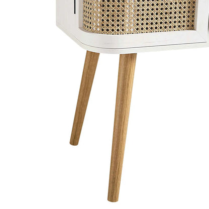 Rattan Weave White Buffet Sideboard | Mango Wood
