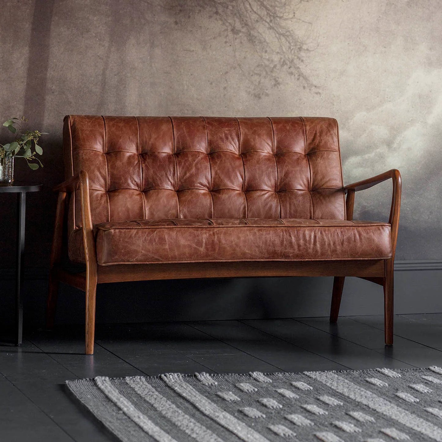 Monica 2 Seater Sofa | Oak Wood | Leatherette