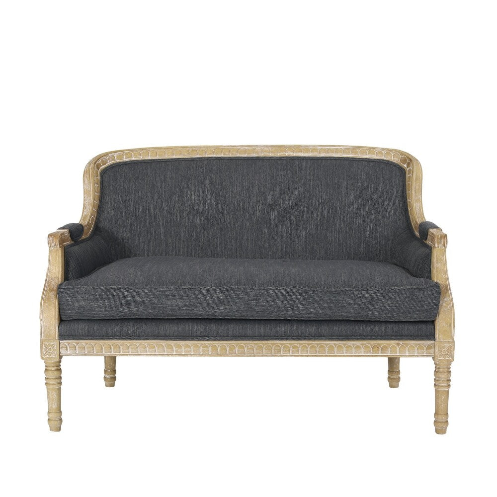 The Oxford Beaumont Beige White 2 Seater Loveseat Sofa | Teak Wood