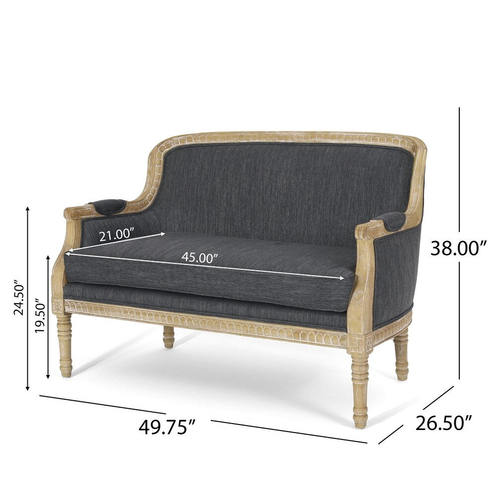 The Oxford Beaumont Beige White 2 Seater Loveseat Sofa | Teak Wood