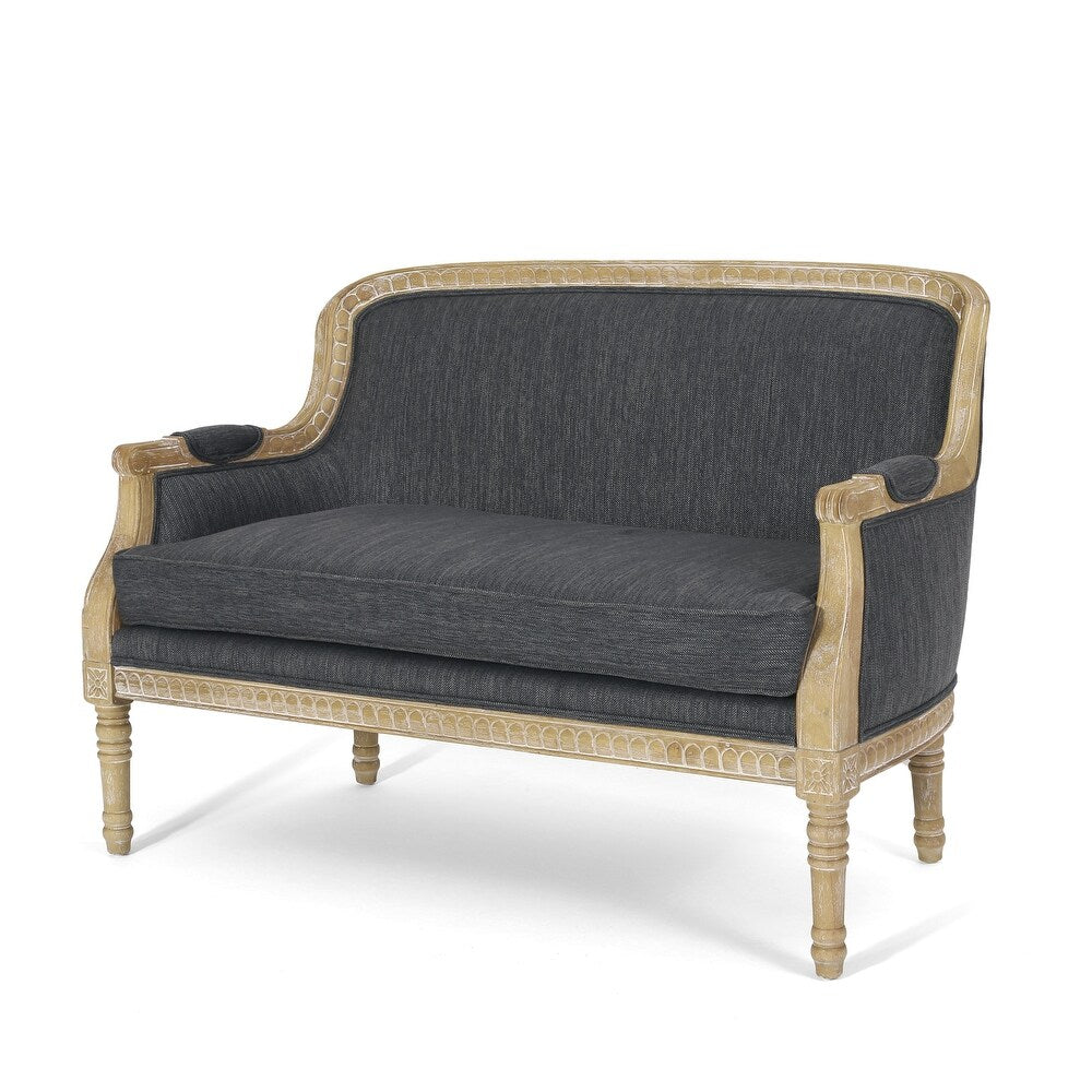 The Oxford Beaumont Beige White 2 Seater Loveseat Sofa | Teak Wood