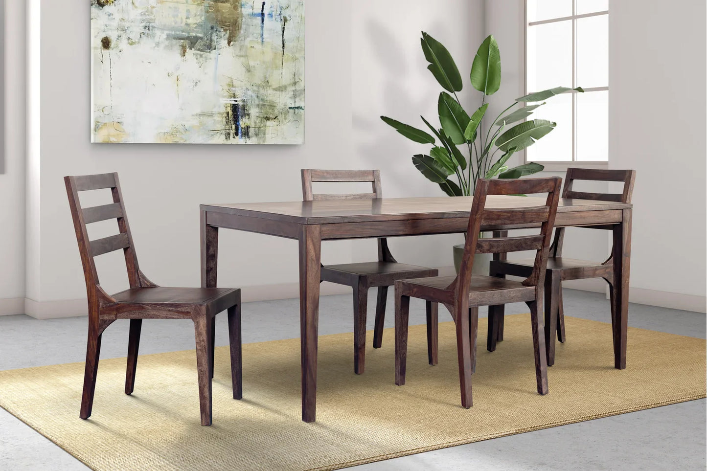 Dallas 4 Seater Dining Set | Sheesham Wood | Walnut Finish
