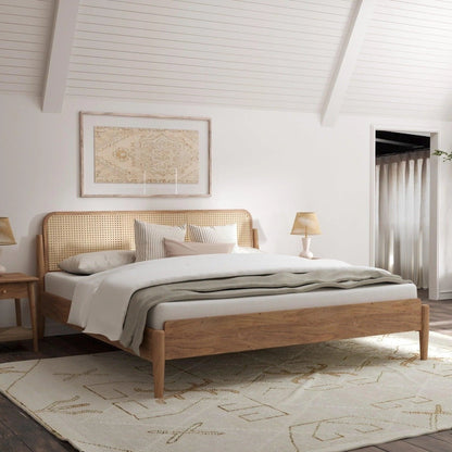 The Selene Rattan Cage Platform Bed | Mango Wood