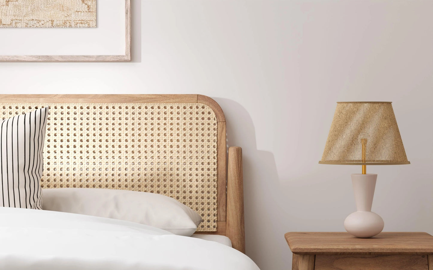 The Selene Rattan Cage Platform Bed | Mango Wood