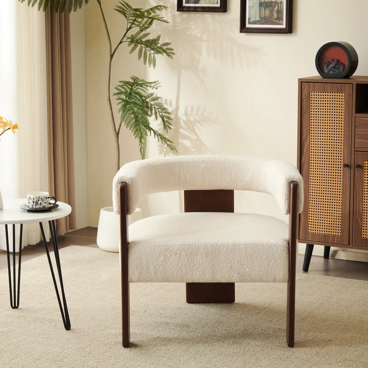 Vellum Modern Upholstered Accent Chair | Teak Wood
