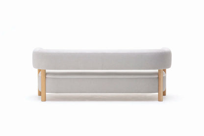 The Dune Three Seater Sofa | Beige Boucle | White Plain