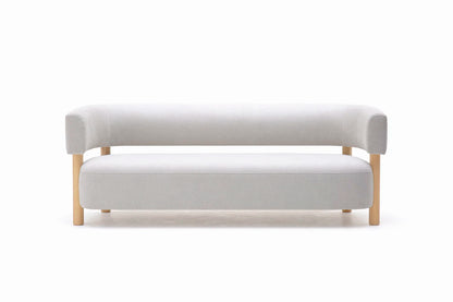 The Dune Three Seater Sofa | Beige Boucle | White Plain