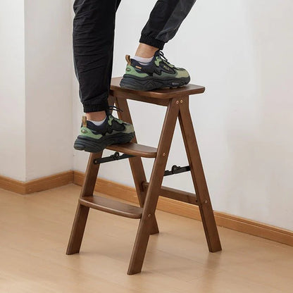 Multipurpose Foldable Ladder Stool | Acacia Wood