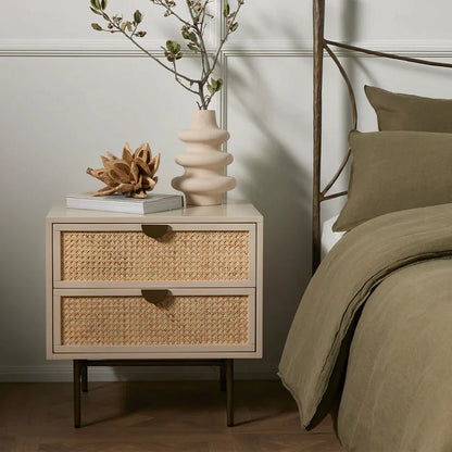 The Dovetail White Bed Side Table | Mango Wood