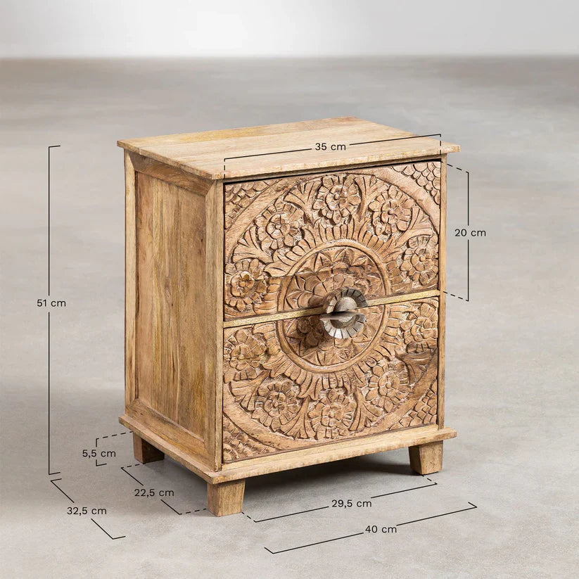 The Ojjas Bed Side Table | Mango Wood
